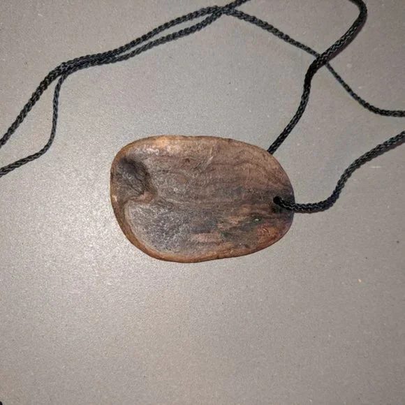 Artisan Handcrafted Wood Burnout OM Symbol Pendant - Picture 5 of 8